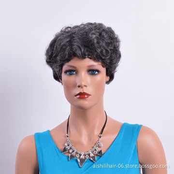 Virgin hair wig pixie cut short body wave synthetic wig human hair wig for the aged